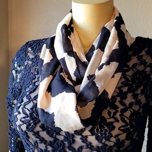 Cream and black sheer infinity scarf